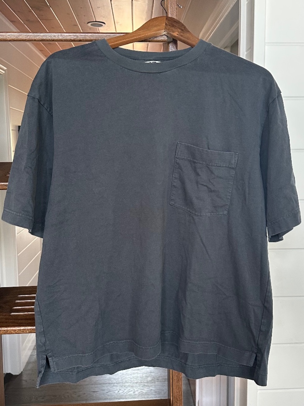 UNIQLO - U Blue-Grey Oversized Crew Neck Short Sleeve T-Shirt - Size L